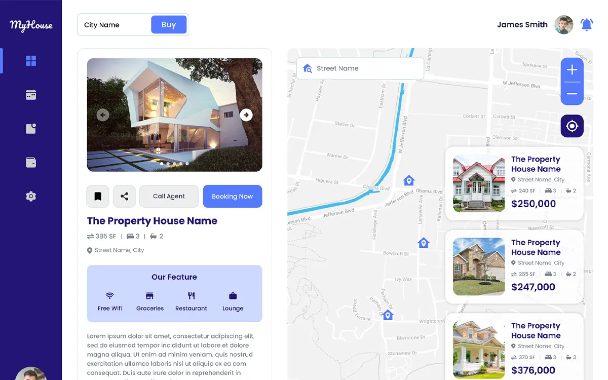 Real estate platform interface
