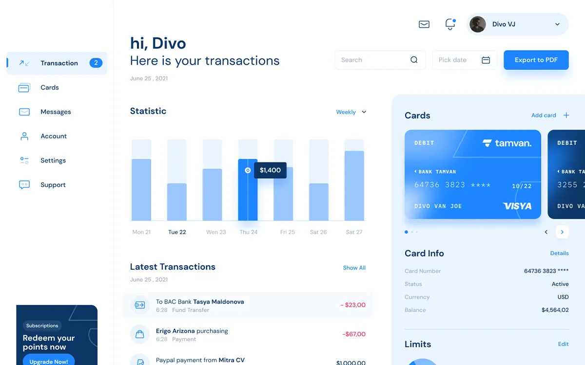 Modern web design platform interface